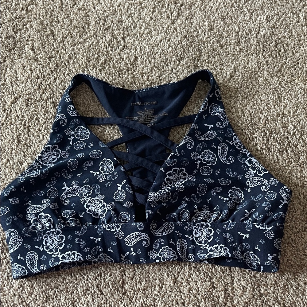 Maurices Dark Blue Floral Sports Bra